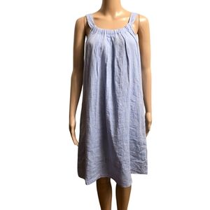 Malvin Light Blue Chambre Sleeveless Linen Dress With Pockets Size XL